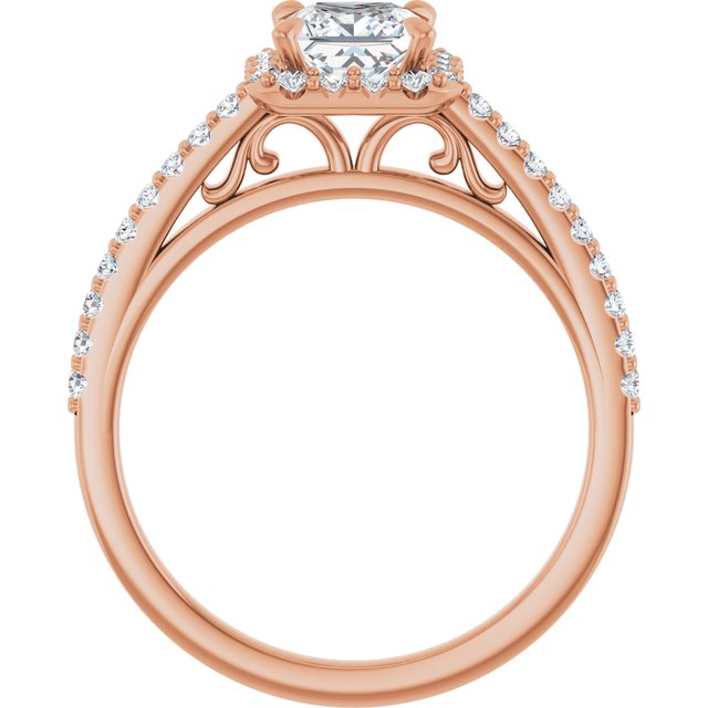 18 K Rose Gold Halo Engagement Ring - Image 2