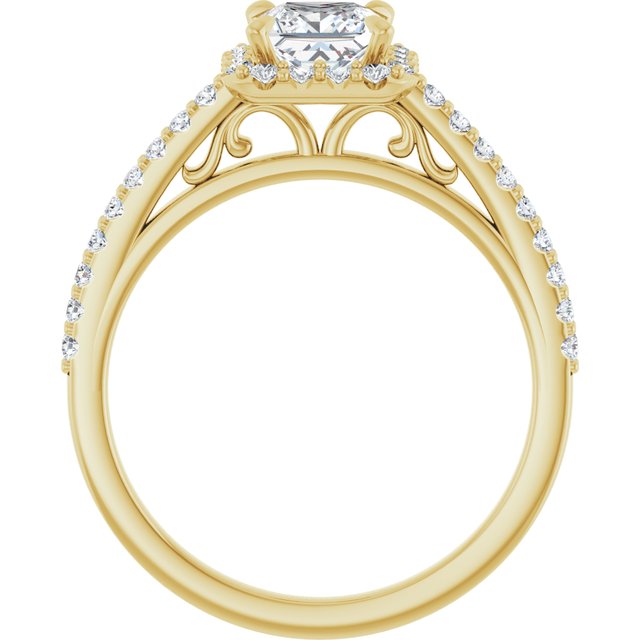 18 K Yellow Gold Halo Engagement Ring - Image 2