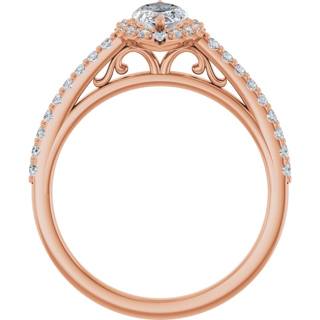18 K Rose Gold Halo Engagement Ring - Image 2