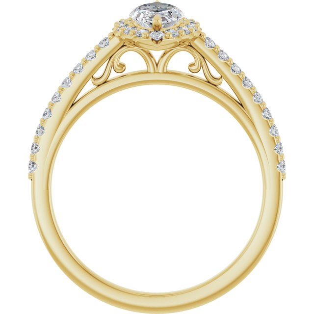 18 K Yellow Gold Halo Engagement Ring - Image 2