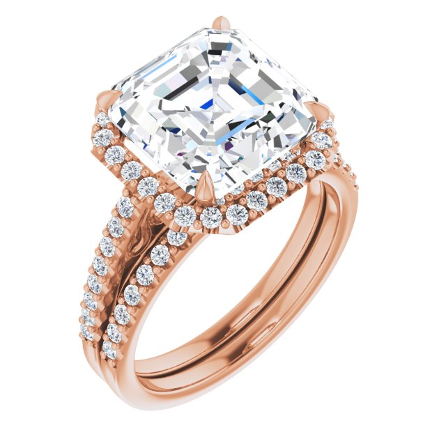 18 K Rose Gold Halo Engagement Ring - Image 6