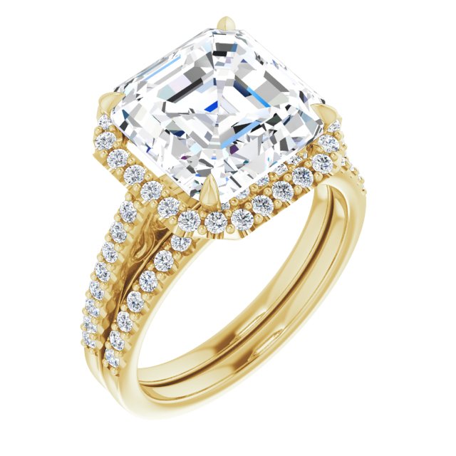 18 K Yellow Gold Halo Engagement Ring - Image 6