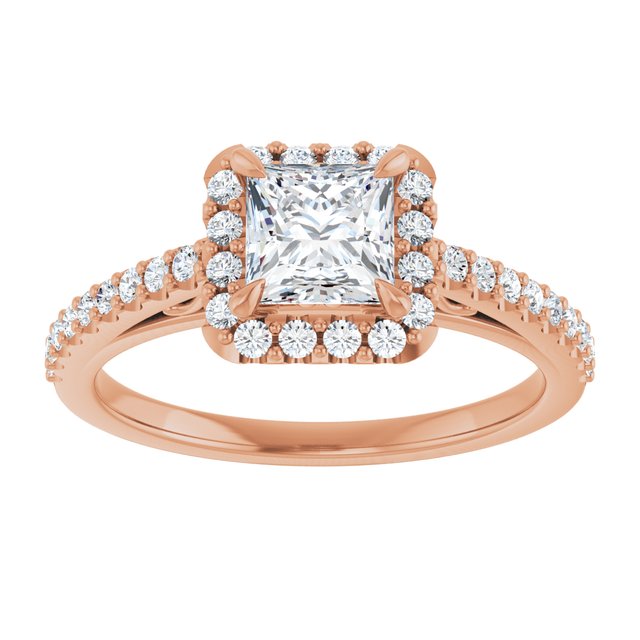 18 K Rose Gold Halo Engagement Ring - Image 3