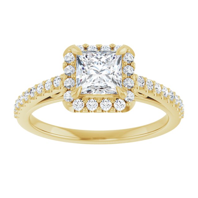 18 K Yellow Gold Halo Engagement Ring - Image 3