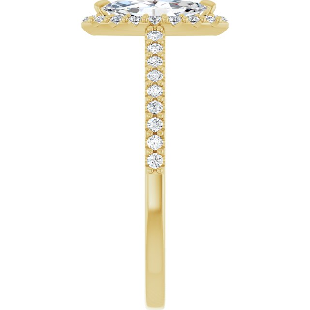 18 K Yellow Gold Halo Engagement Ring - Image 4