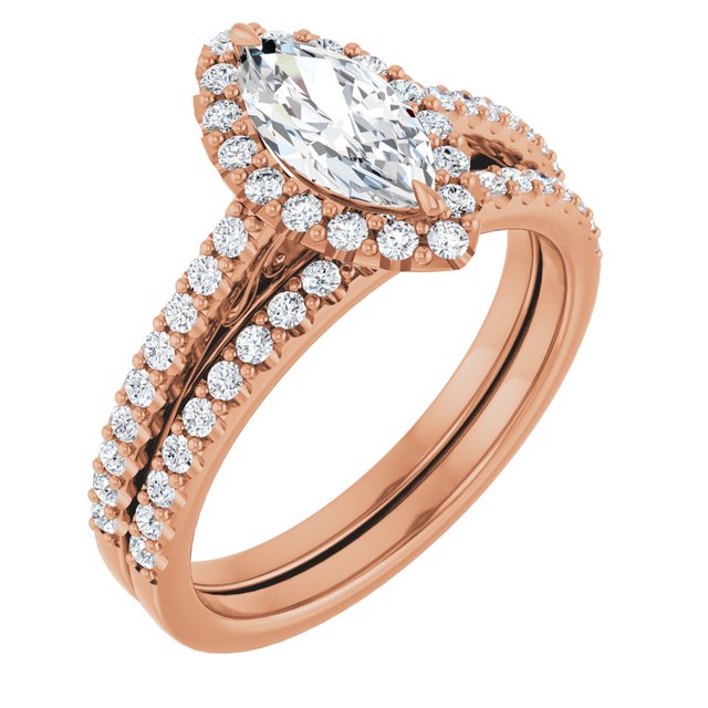 18 K Rose Gold Halo Engagement Ring - Image 6