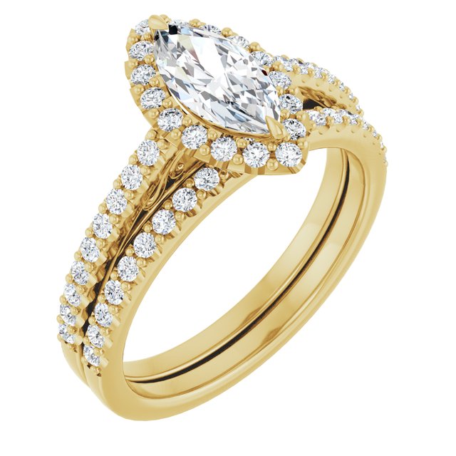 18 K Yellow Gold Halo Engagement Ring - Image 6