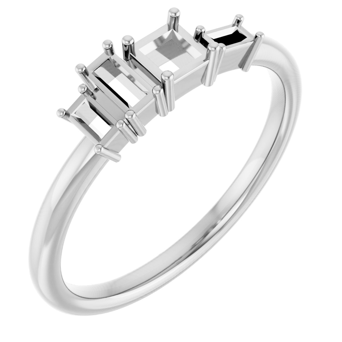 14K White 1/4 CTW Natural Diamond Stackable Geometric Ring