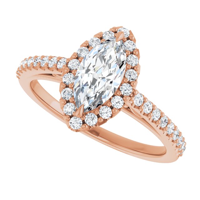 18 K Rose Gold Halo Engagement Ring - Image 5