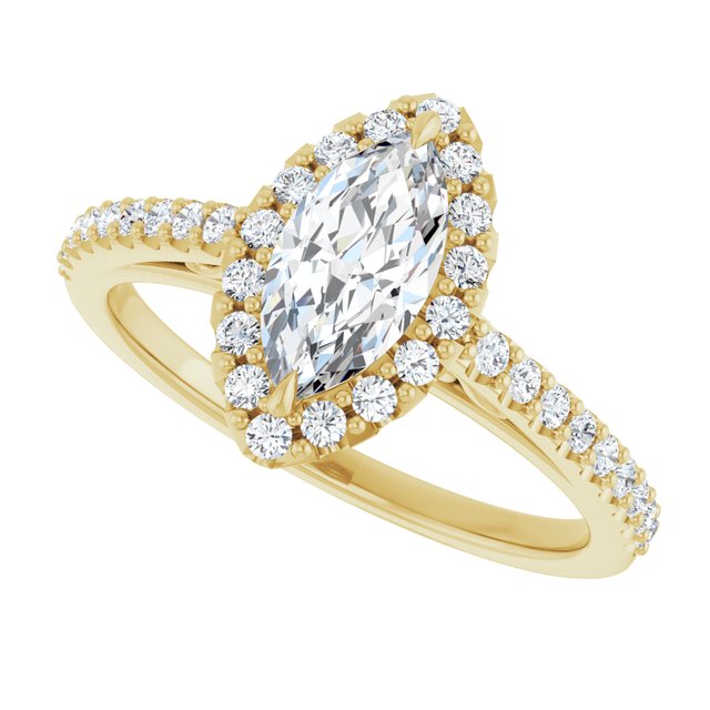 18 K Yellow Gold Halo Engagement Ring - Image 5