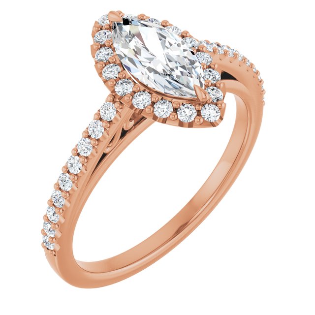 18 K Rose Gold Halo Engagement Ring