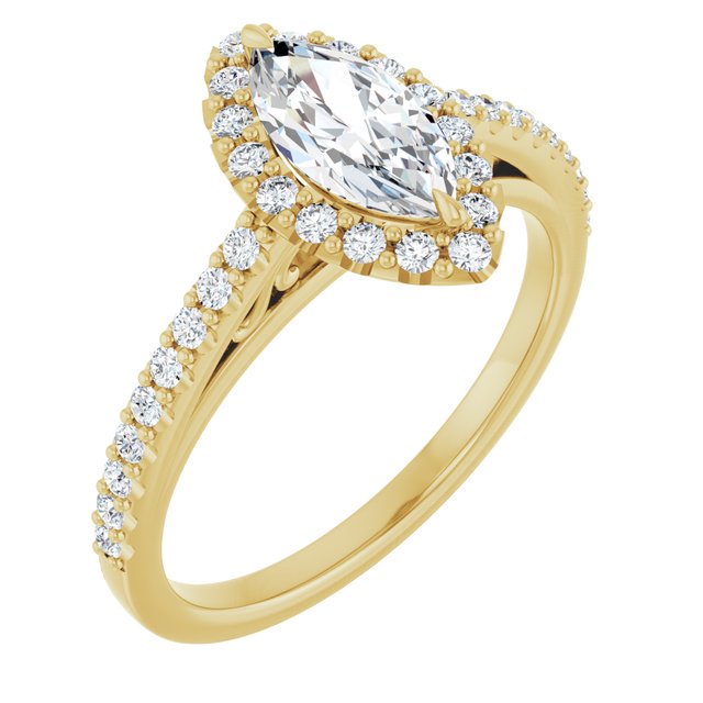 18 K Yellow Gold Halo Engagement Ring