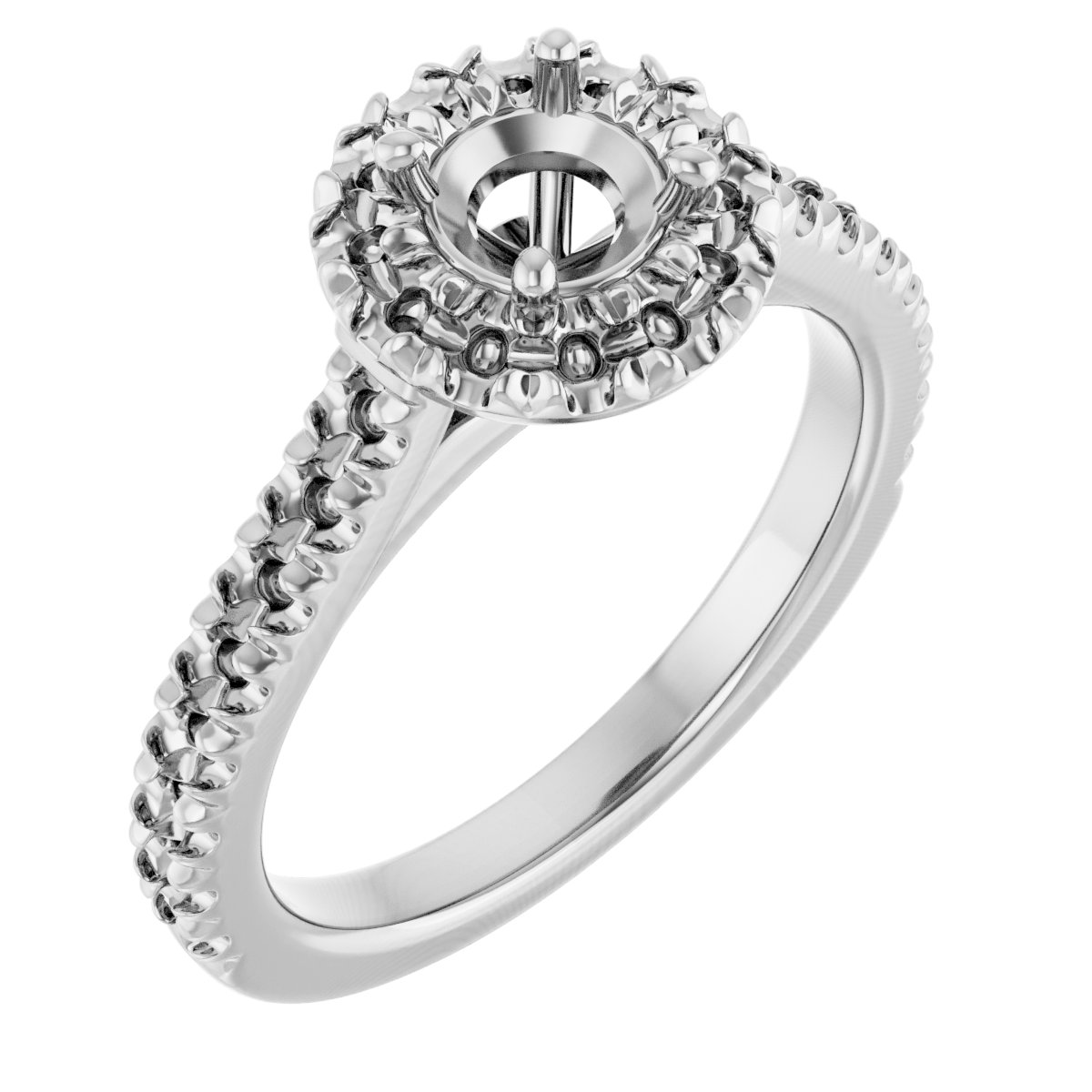 French-Set Halo-Style Engagement Ring