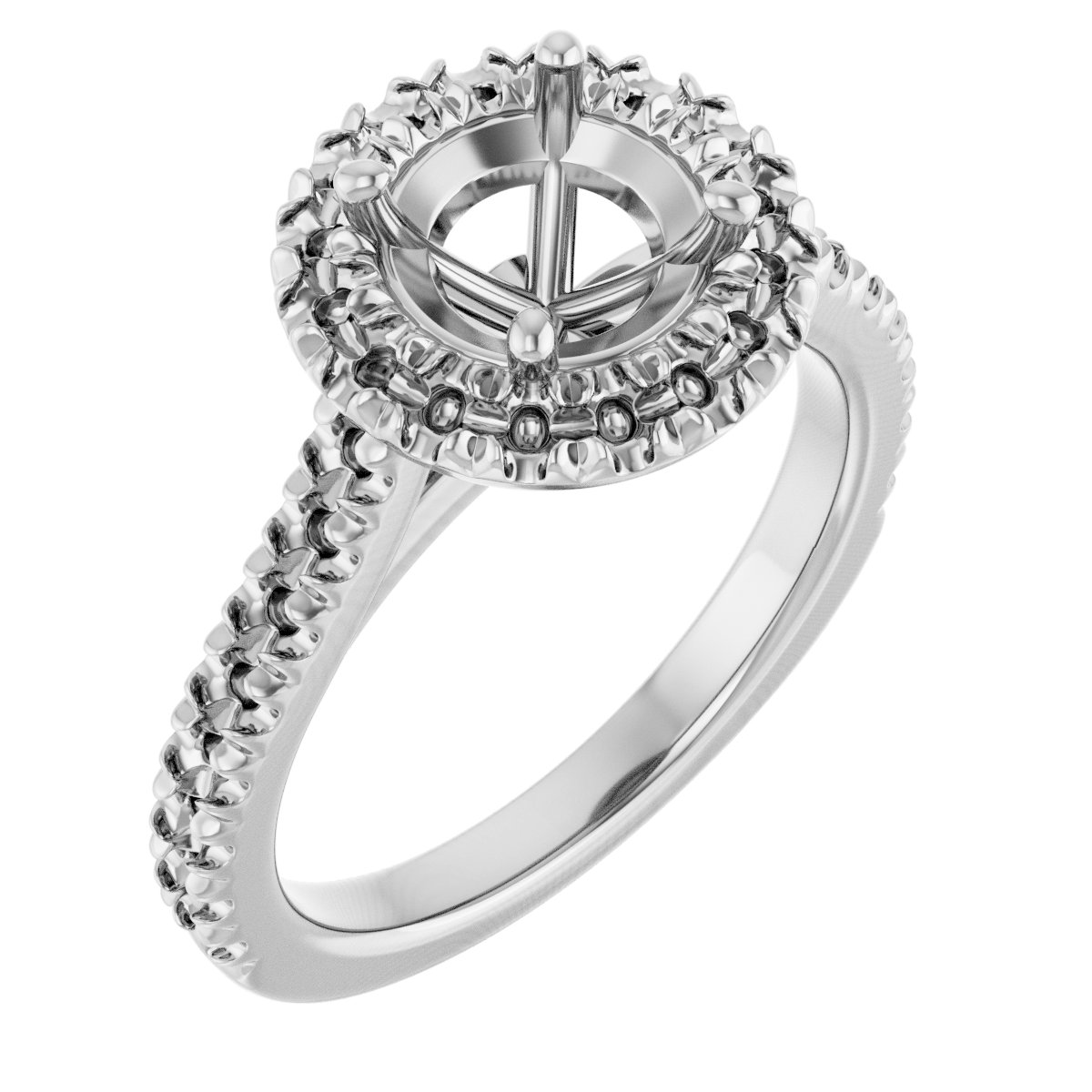 French-Set Halo-Style Engagement Ring