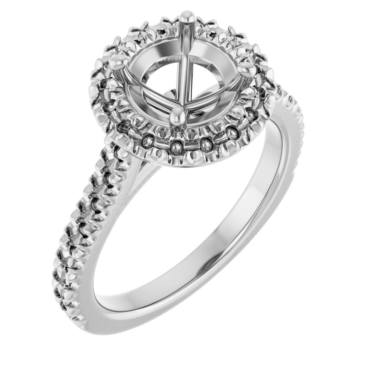 French-Set Halo-Style Engagement Ring