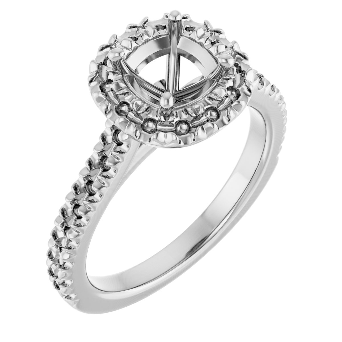 French-Set Halo-Style Engagement Ring