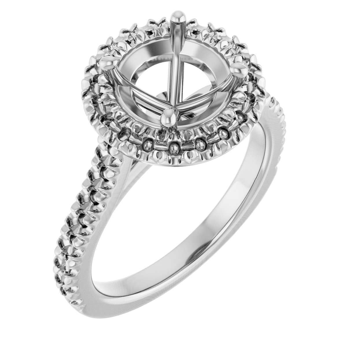 French-Set Halo-Style Engagement Ring
