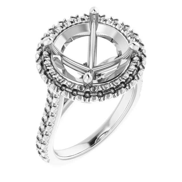 French-Set Halo-Style Engagement Ring