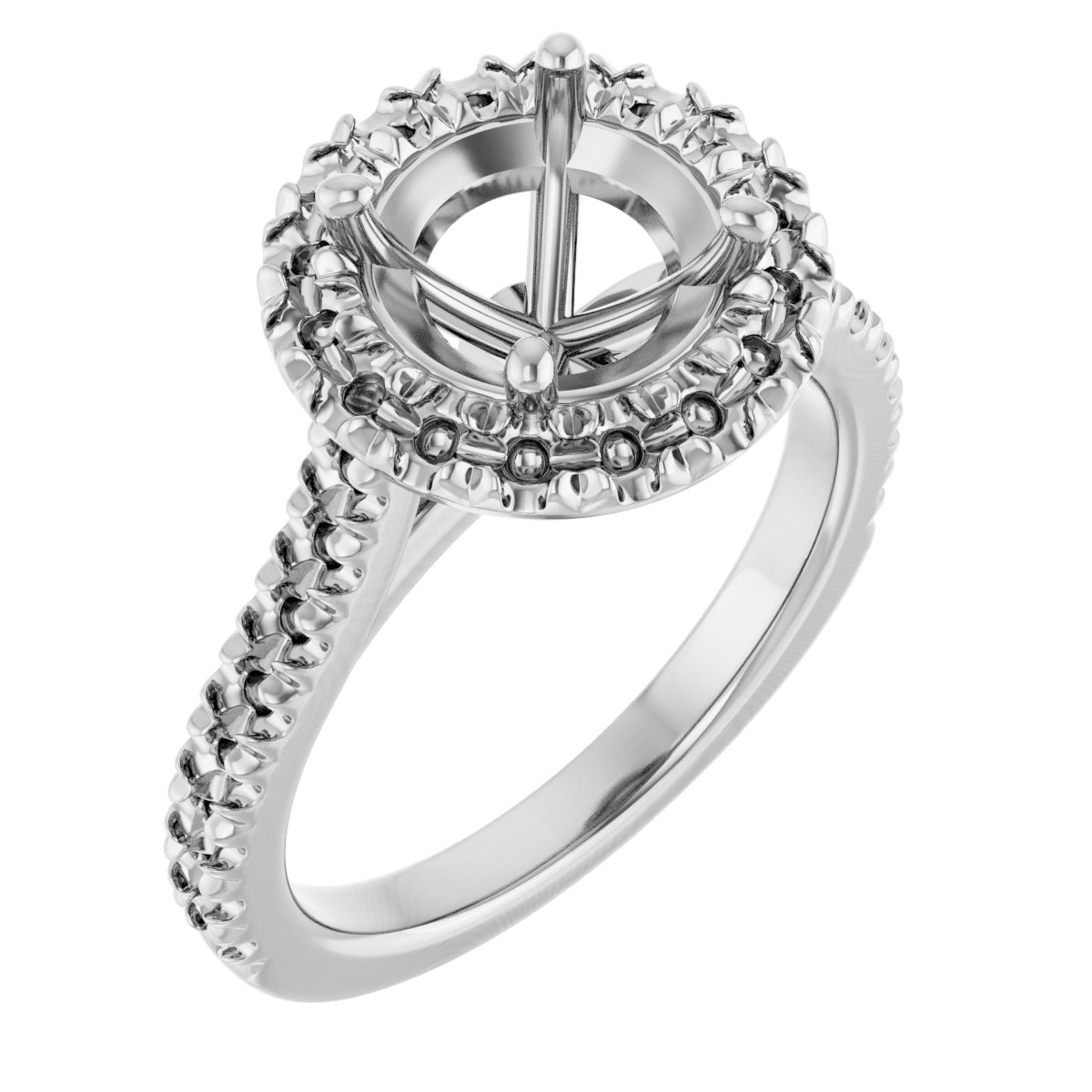 French-Set Halo-Style Engagement Ring
