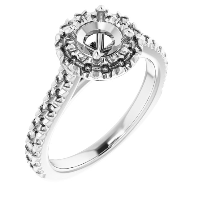 French-Set Halo-Style Engagement Ring