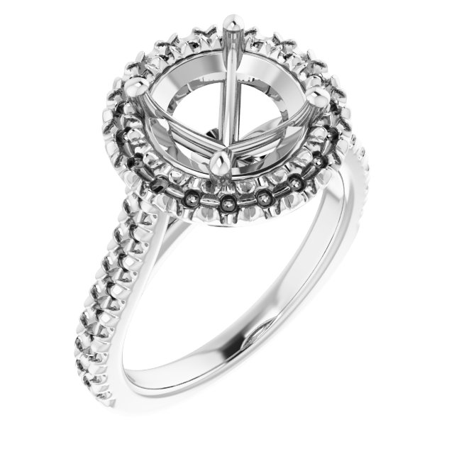 French-Set Halo-Style Engagement Ring