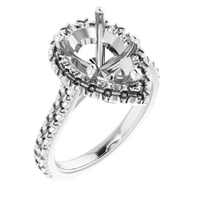 French-Set Halo-Style Engagement Ring