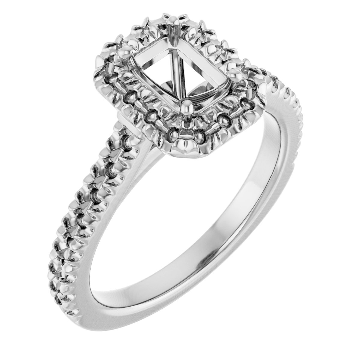 French-Set Halo-Style Engagement Ring