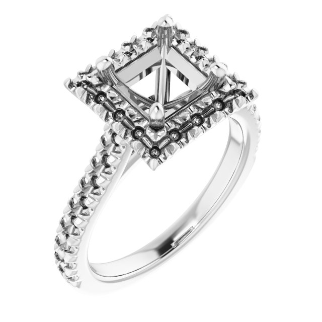 French-Set Halo-Style Engagement Ring