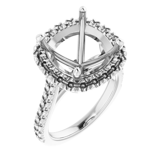 French-Set Halo-Style Engagement Ring