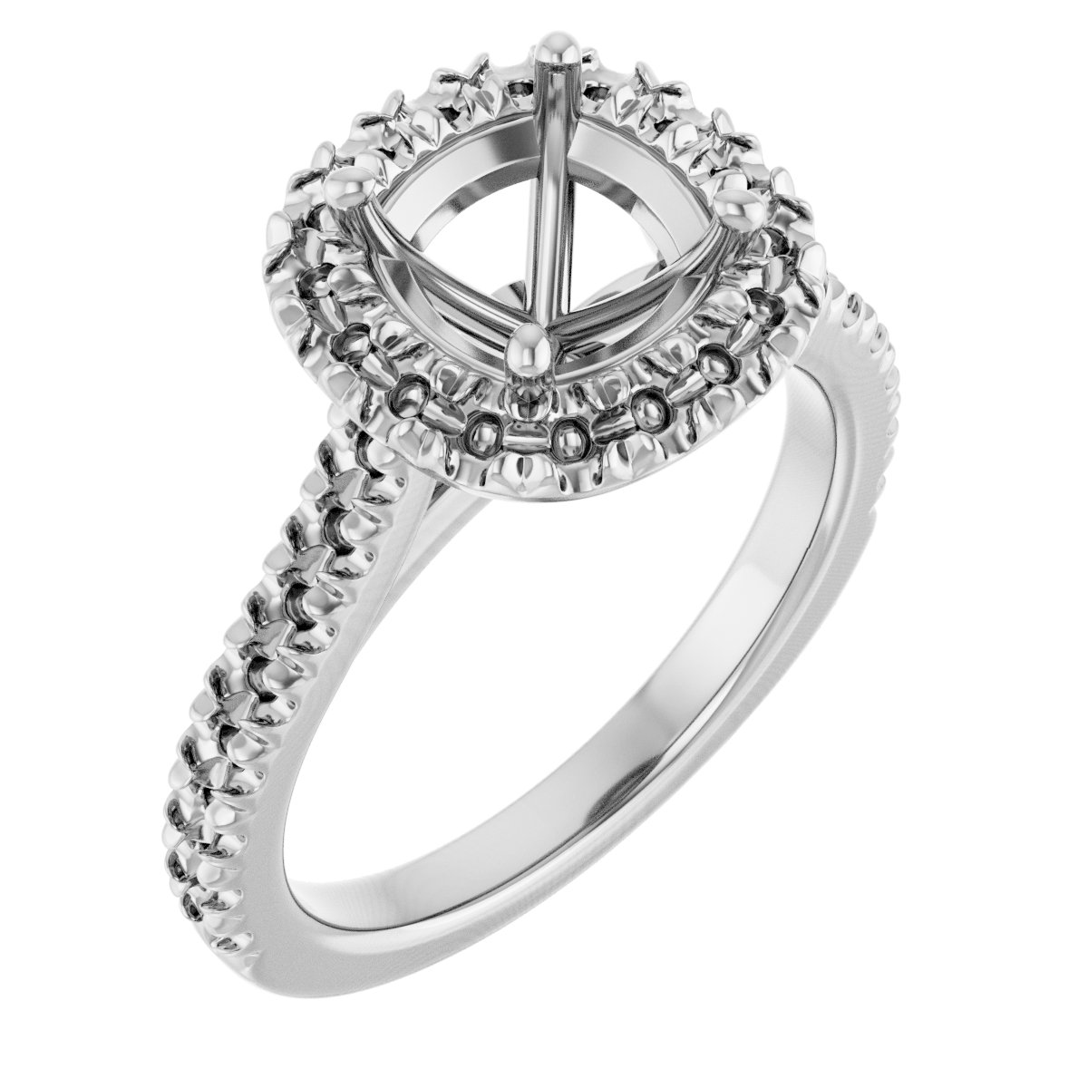 French-Set Halo-Style Engagement Ring