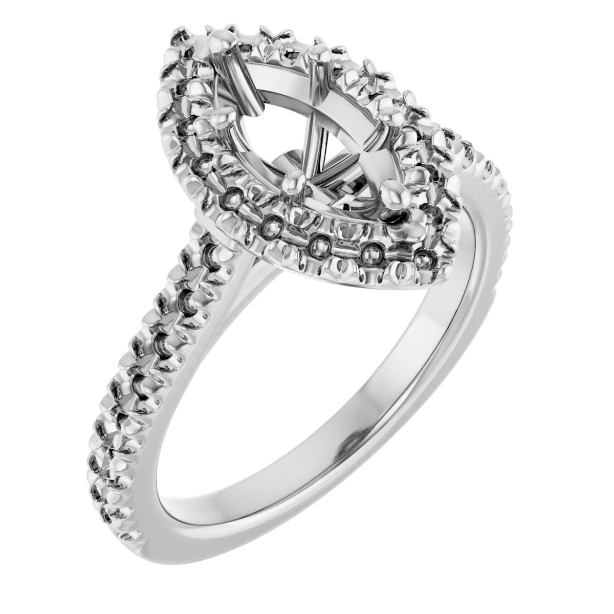 French-Set Halo-Style Engagement Ring