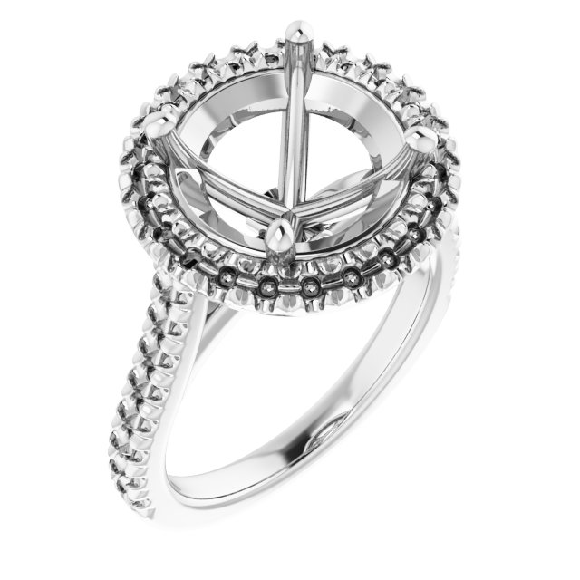 French-Set Halo-Style Engagement Ring