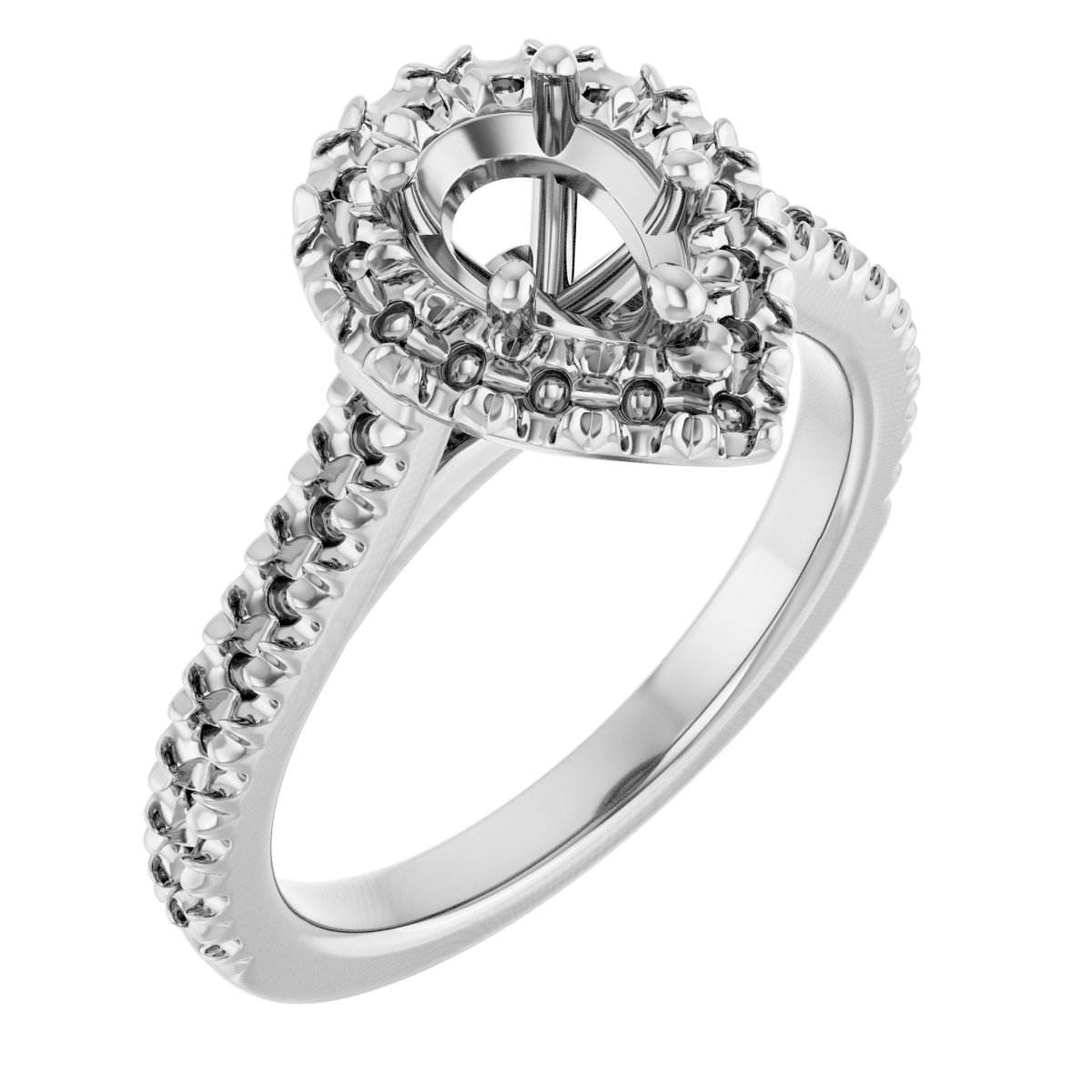 French-Set Halo-Style Engagement Ring