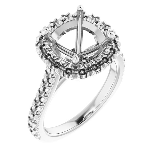 French-Set Halo-Style Engagement Ring