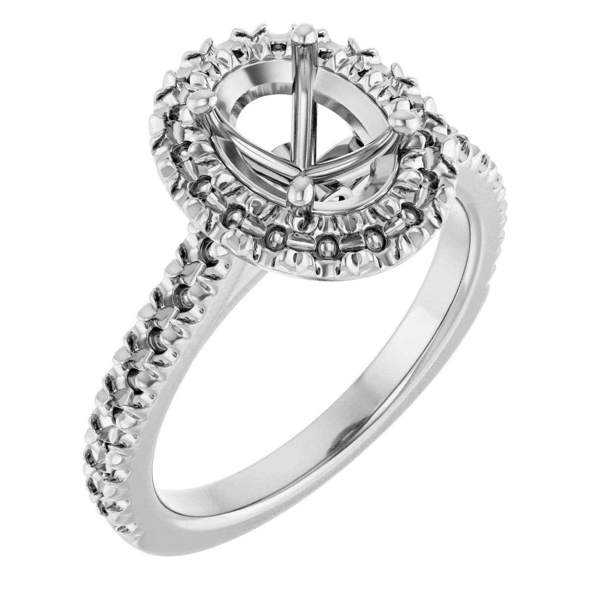 French-Set Halo-Style Engagement Ring