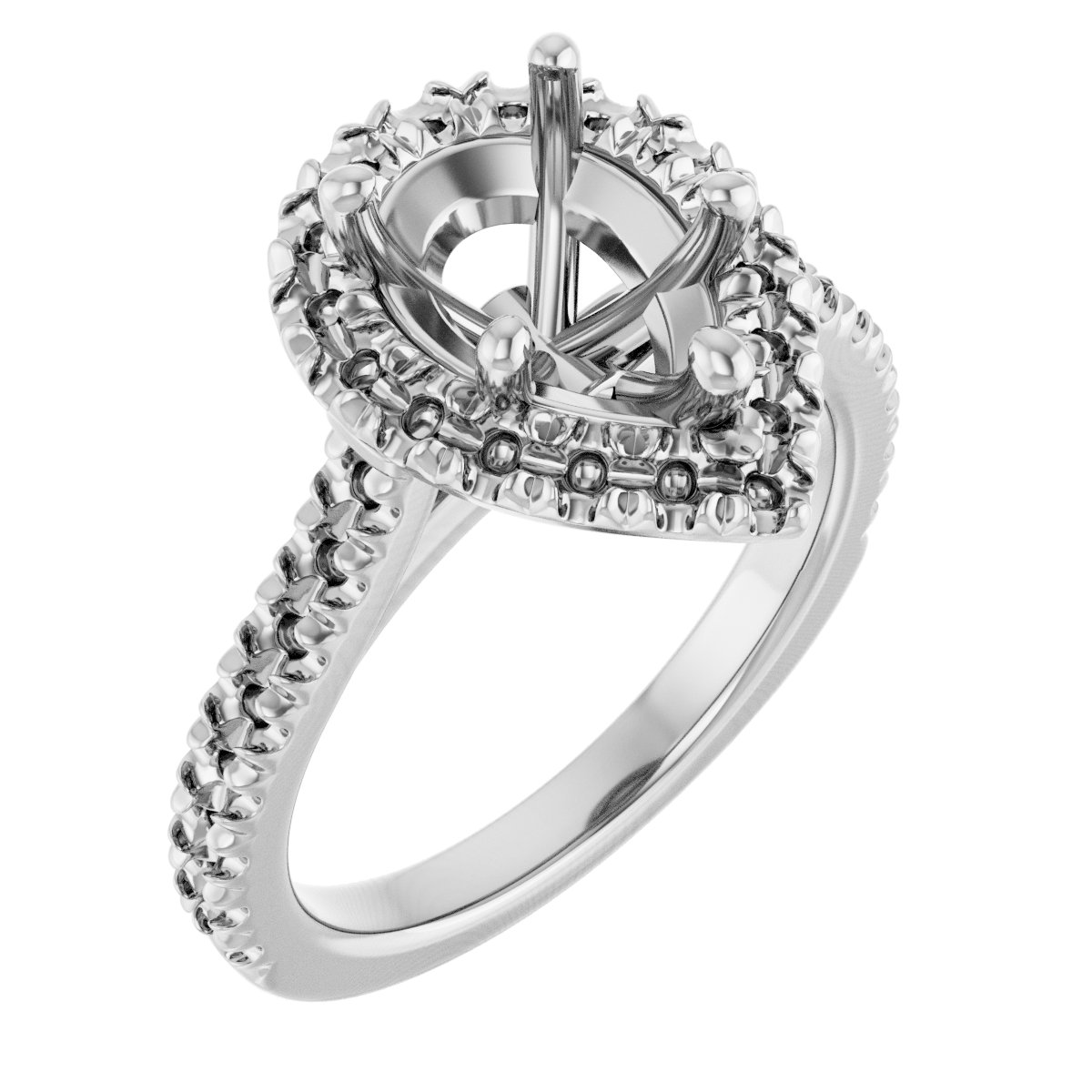 French-Set Halo-Style Engagement Ring