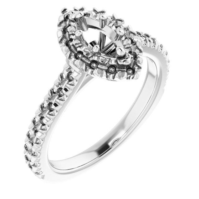 French-Set Halo-Style Engagement Ring