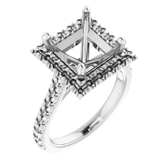 French-Set Halo-Style Engagement Ring