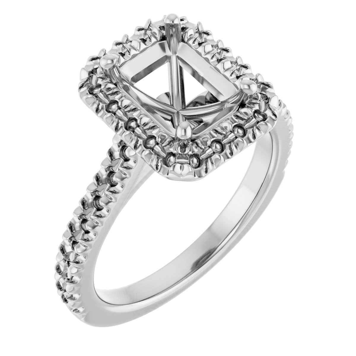 French-Set Halo-Style Engagement Ring