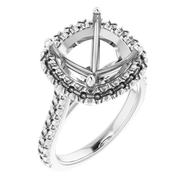 French-Set Halo-Style Engagement Ring