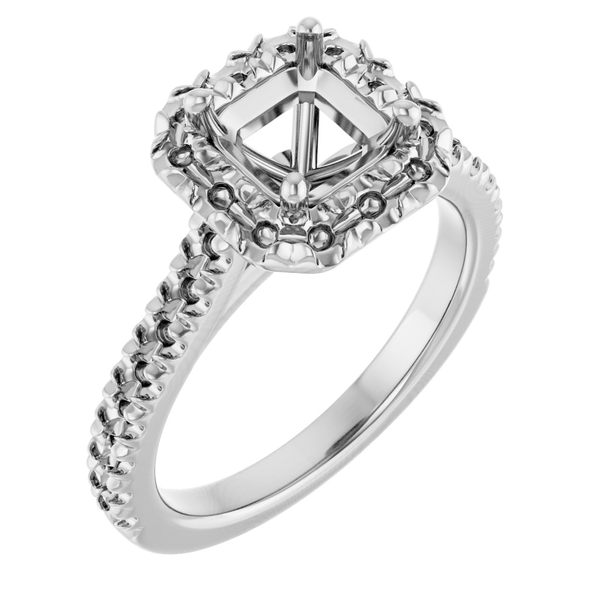 French-Set Halo-Style Engagement Ring
