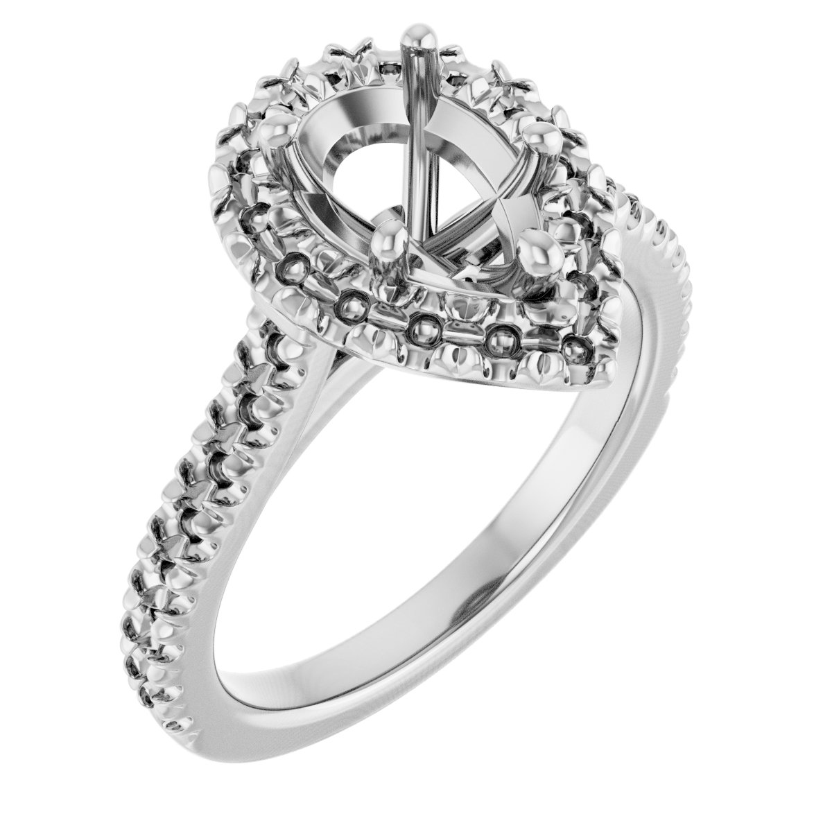 French-Set Halo-Style Engagement Ring