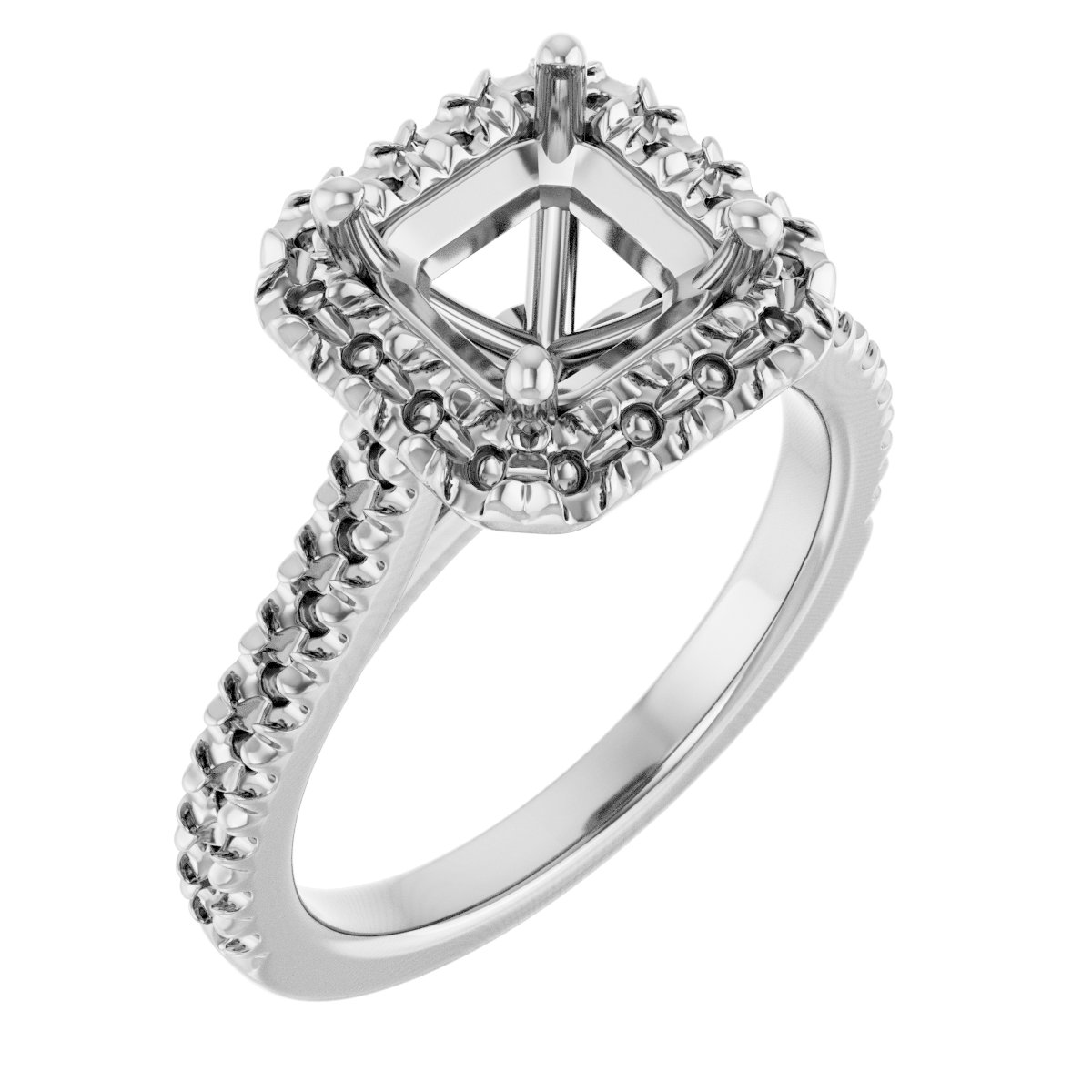French-Set Halo-Style Engagement Ring