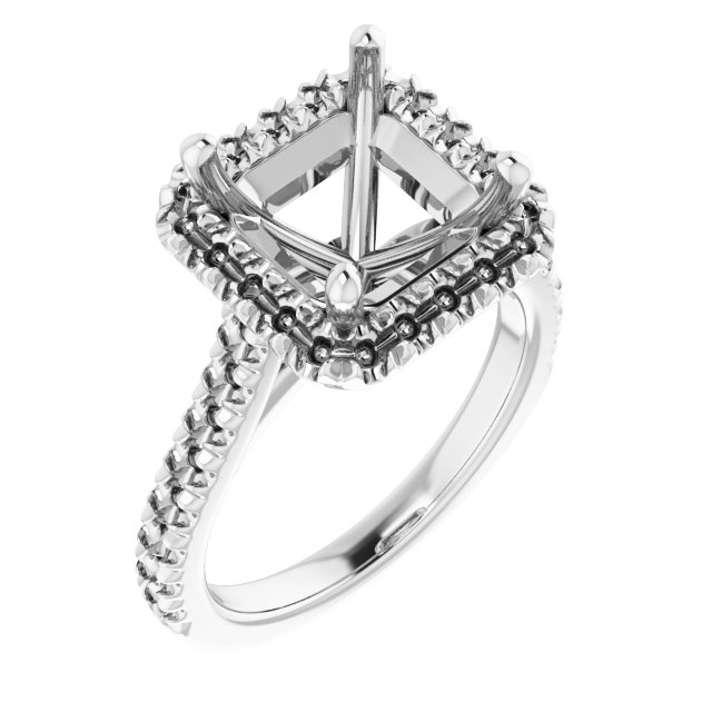 French-Set Halo-Style Engagement Ring