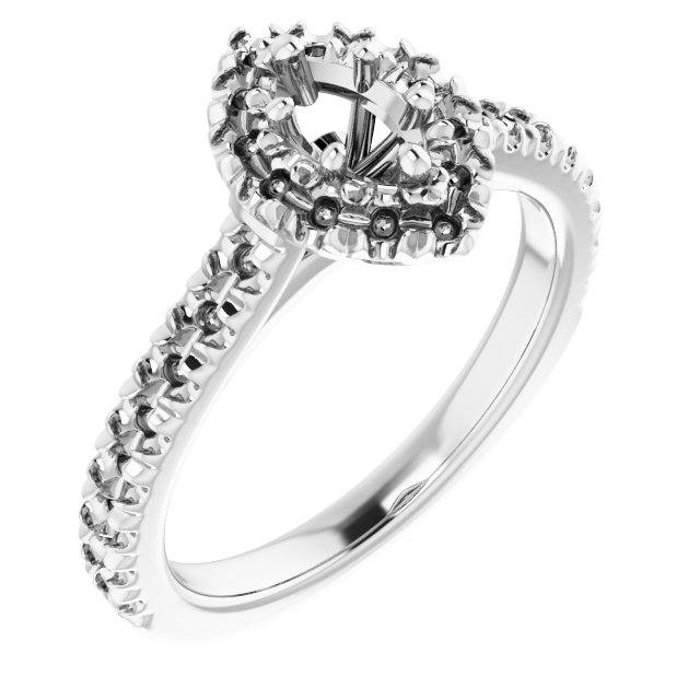 French-Set Halo-Style Engagement Ring