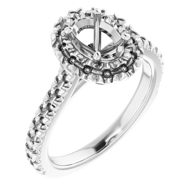 French-Set Halo-Style Engagement Ring