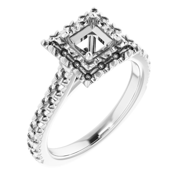 French-Set Halo-Style Engagement Ring