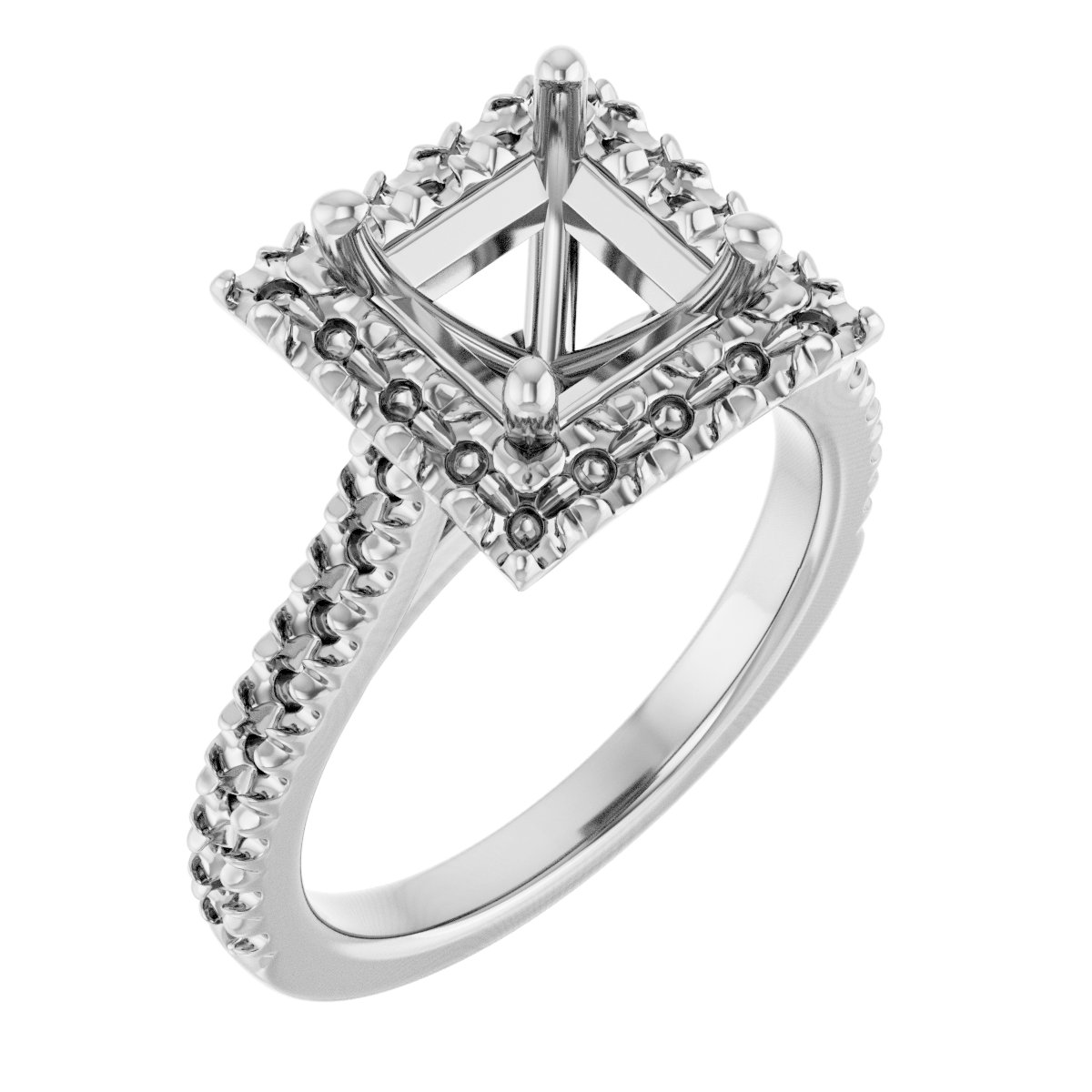 French-Set Halo-Style Engagement Ring