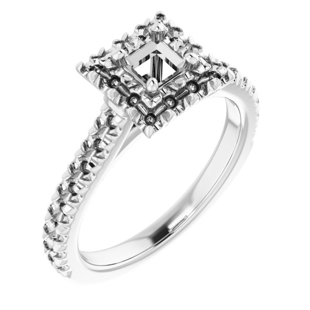 French-Set Halo-Style Engagement Ring