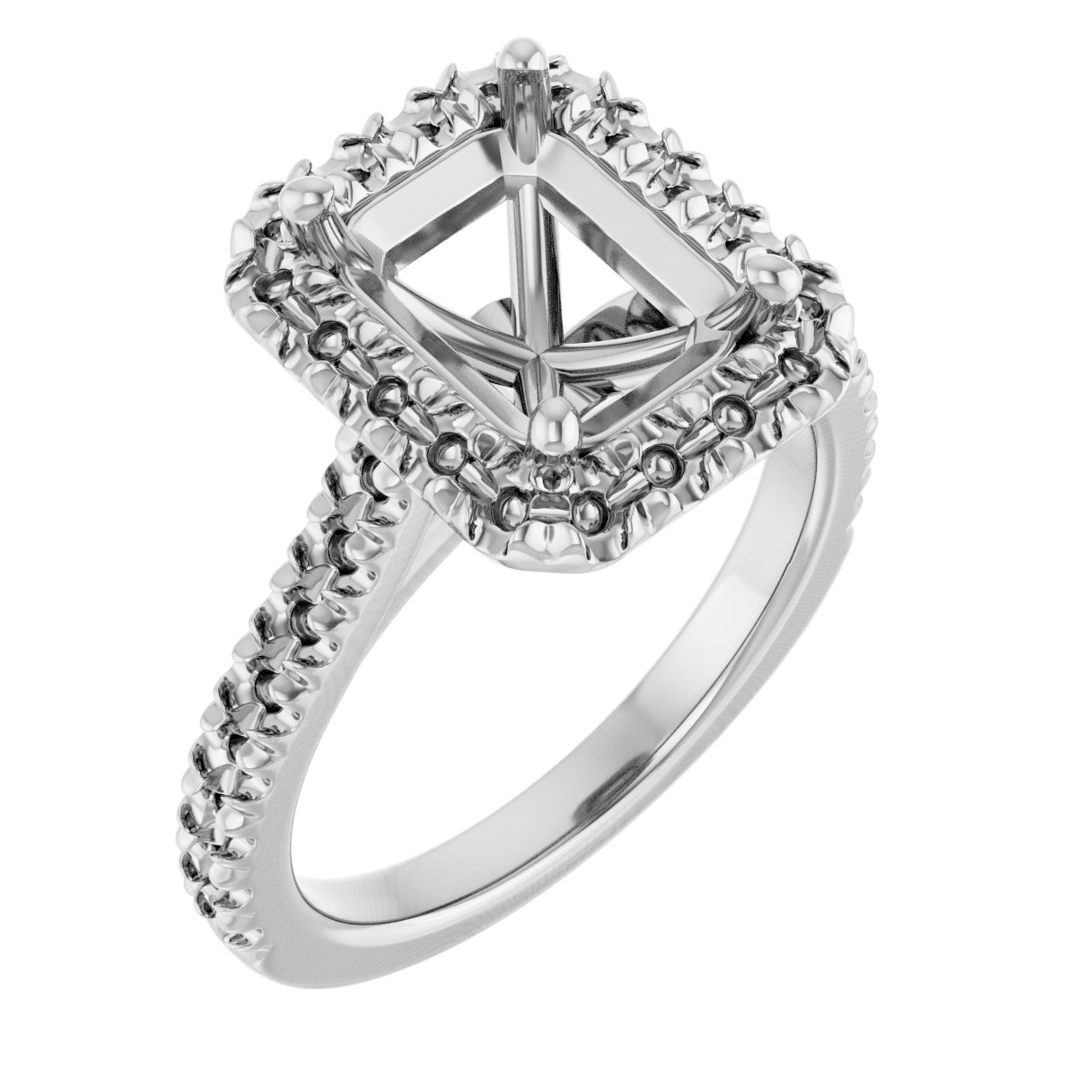 French-Set Halo-Style Engagement Ring